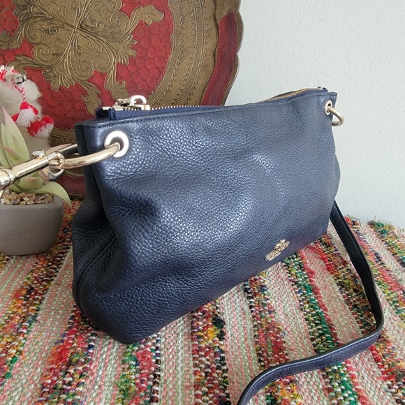 Coach Baguette Blue Leather Shoulder Bag Crossbody Bag - Picture 6 of 12